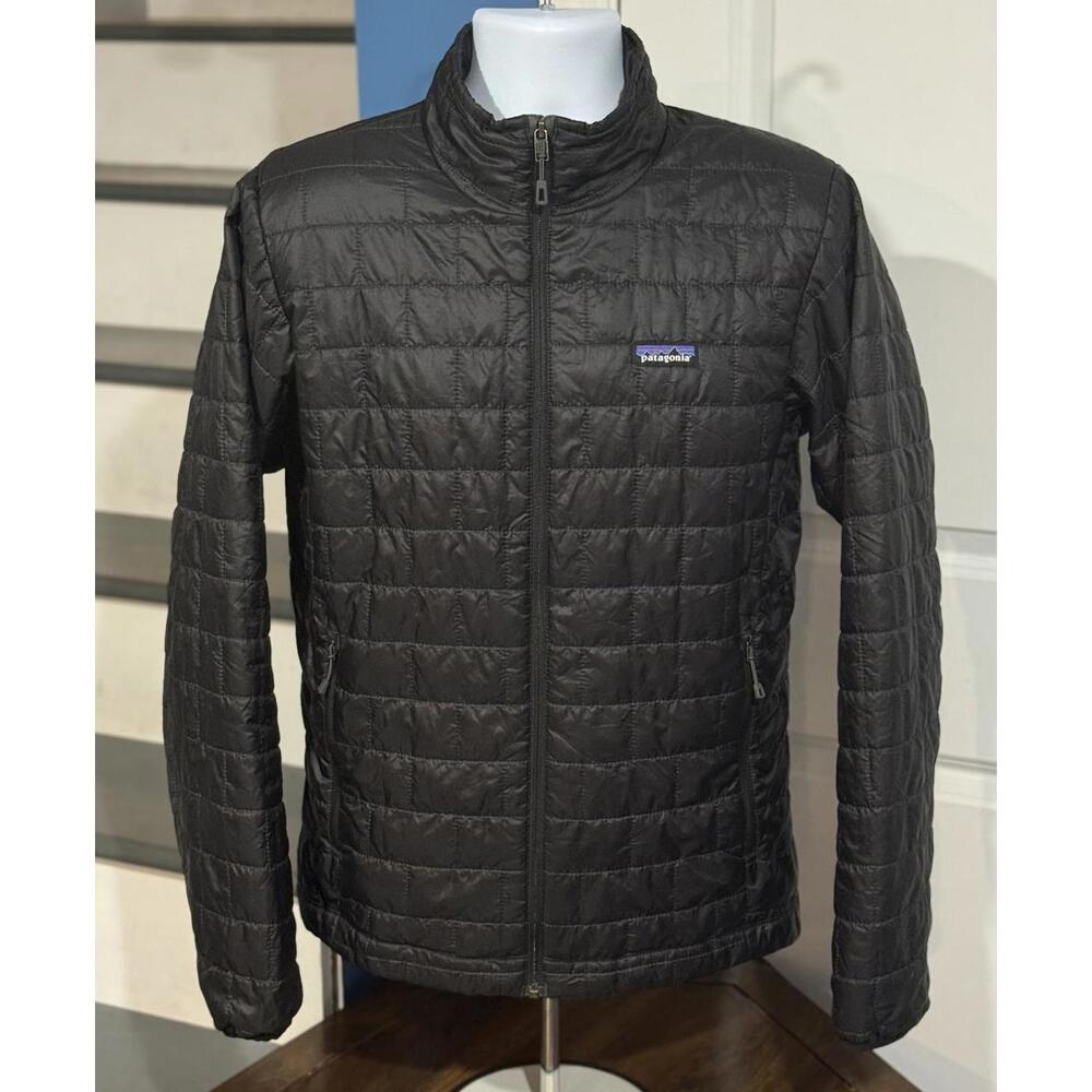Men's Medium Patagonia Nano Puff Full Zip Light Weight Insulated Black Jacket!